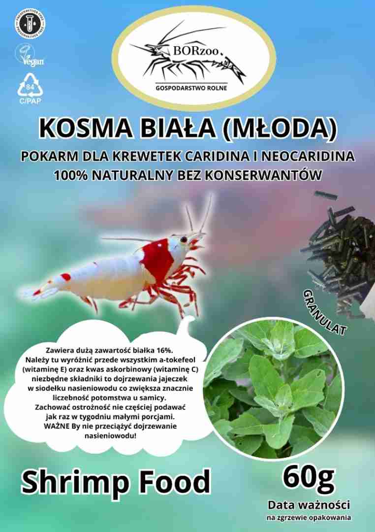 Kosma Biała - 60g pałeczki. Pokarmy dla krewetek - BORzoo