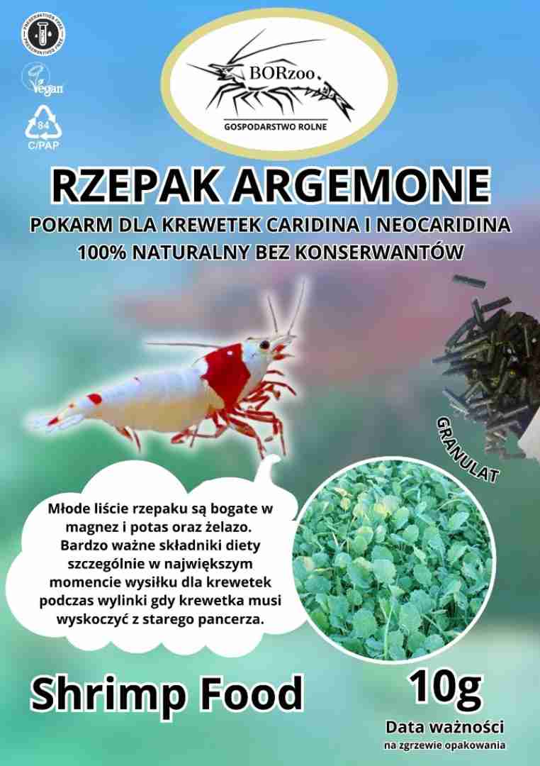 Rzepak Argemone liście - 10g pałeczki. Pokarmy dla krewetek - BORzoo